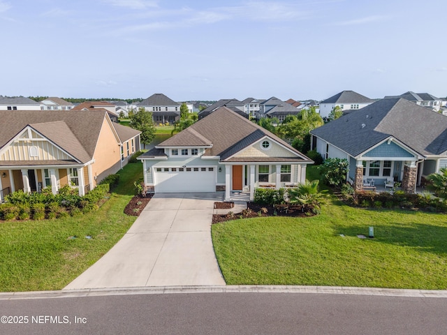 497 Convex Ln, Saint Augustine, FL 32095 - view of front facade with a residential view, driveway, a front lawn, and roof with shingles