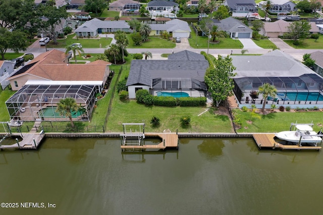 13 Clarendon Ct S, Palm Coast, FL 32137 - aerial perspective of suburban area with a large body of water and a pool area
