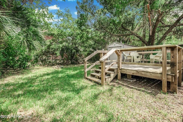 159 Twine St, Saint Augustine, FL 32084 - view of green lawn featuring a wooden deck
