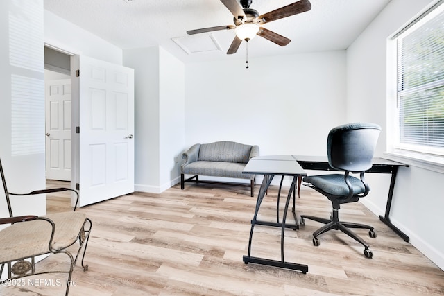 159 Twine St, Saint Augustine, FL 32084 - home office with wood finished floors, baseboards, and a ceiling fan