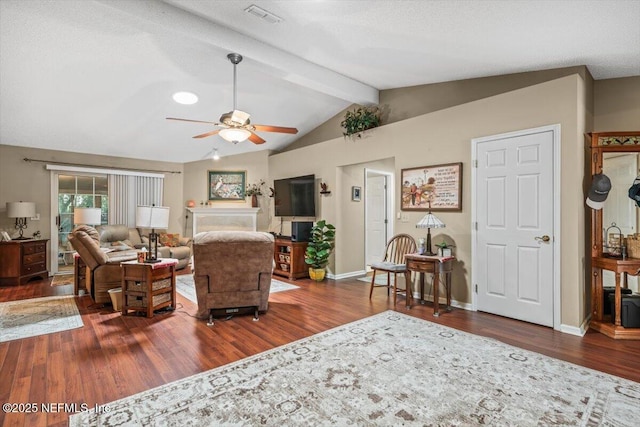 1275 Pirates Cove Ln, Fleming Island, FL 32003 - living room featuring wood finished floors, a ceiling fan, and baseboards
