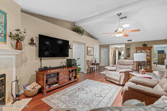 1275 Pirates Cove Ln, Fleming Island, FL 32003 - living room featuring a ceiling fan, wood finished floors, and baseboards