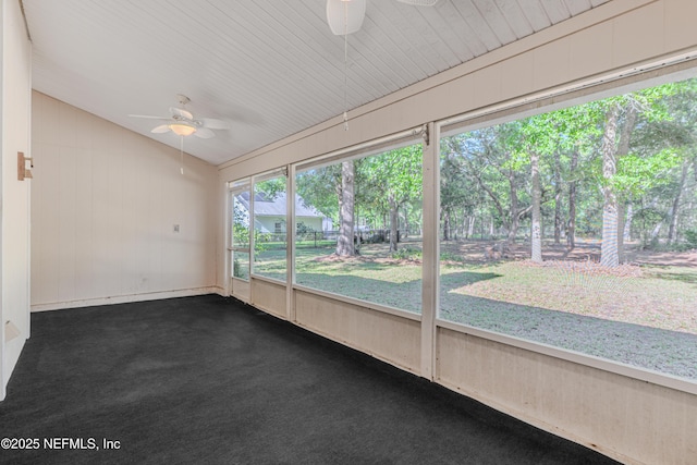 96428 Chester Rd, Yulee, FL 32097 - unfurnished sunroom with a ceiling fan, vaulted ceiling, and carpet flooring