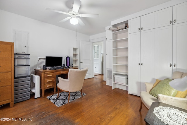 2143 Myra St, Jacksonville, FL 32204 - office area featuring dark wood-type flooring and a ceiling fan