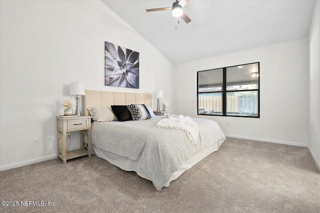 2767 Laten Ln, Jacksonville, FL 32216 - bedroom featuring carpet floors, baseboards, a ceiling fan, and high vaulted ceiling