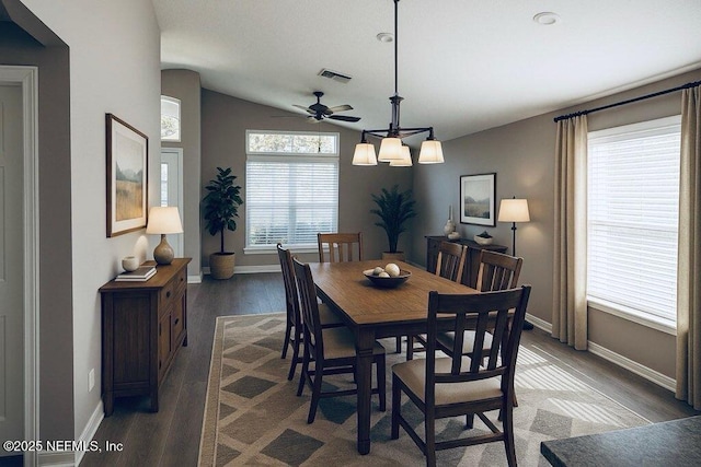 1456 Greenway Pl, Fleming Island, FL 32003 - dining area with light wood-type flooring, a ceiling fan, and vaulted ceiling