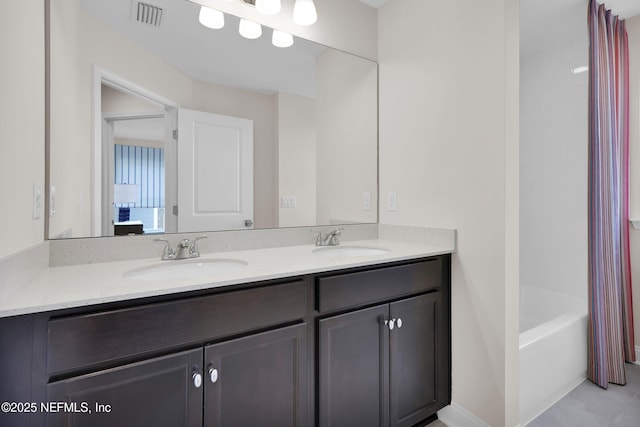 44 Sea Grn Way, Ponte Vedra, FL 32081 - bathroom with double vanity, tile patterned floors, and shower / bath combination
