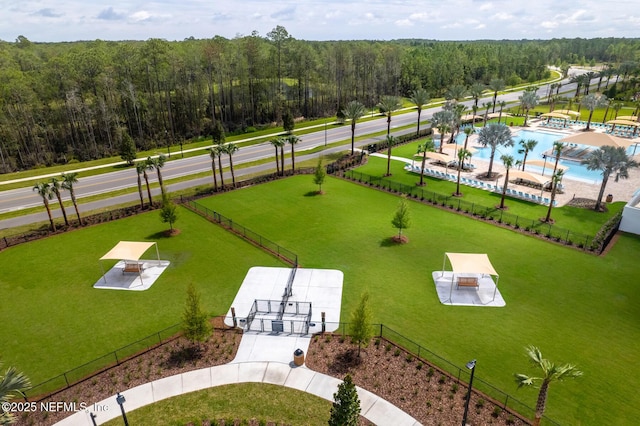 44 Sea Grn Way, Ponte Vedra, FL 32081 - bird's eye view of a pool and a heavily wooded area