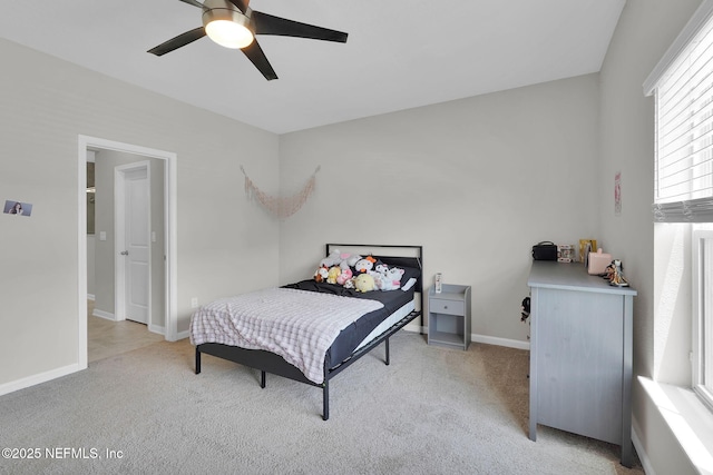 328 Clarys Run, Saint Augustine, FL 32092 - bedroom featuring light colored carpet, baseboards, and ceiling fan