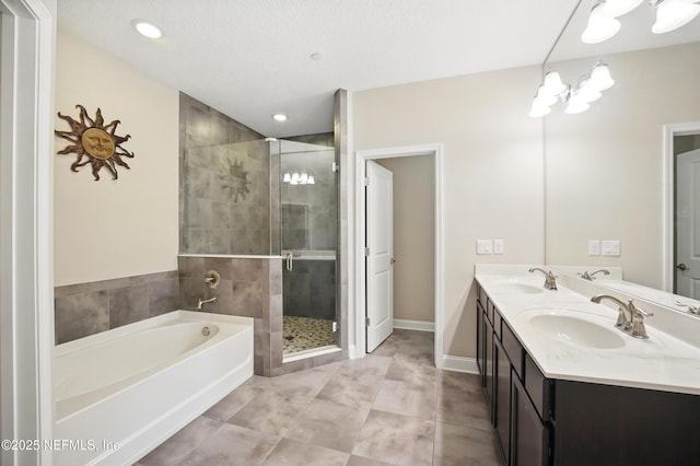 194 Magnolia Creek Walk, Ponte Vedra, FL 32081 - bathroom featuring a bath, a stall shower, double vanity, baseboards, and tile patterned flooring