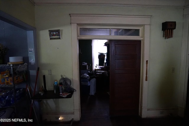 223 E 6th St, Jacksonville, FL 32206 - hallway featuring ornamental molding and wood finished floors
