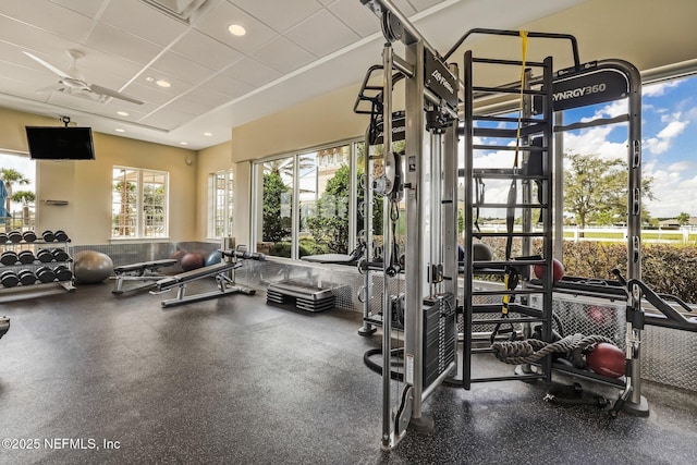 267 Ash Breeze Cv, Saint Augustine, FL 32095 - workout area featuring a ceiling fan