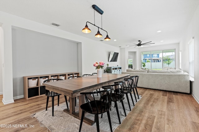 32 Mosaic Park Ave, Saint Augustine, FL 32092 - dining room with light wood finished floors, a ceiling fan, recessed lighting, and baseboards