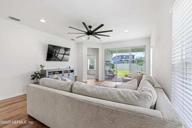 32 Mosaic Park Ave, Saint Augustine, FL 32092 - living area featuring wood finished floors, recessed lighting, ceiling fan, and baseboards