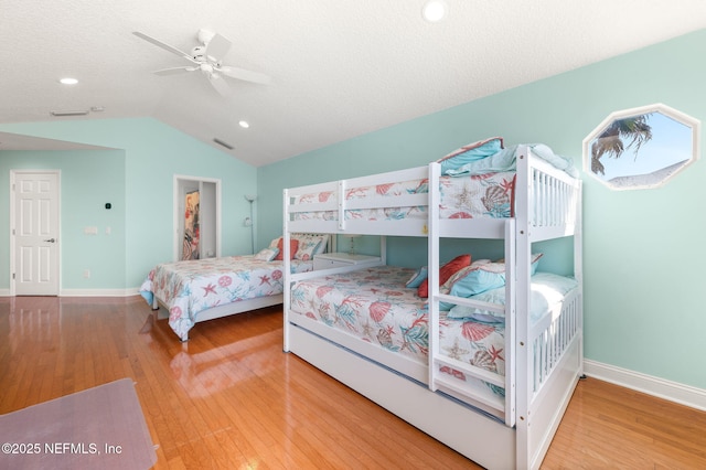 1460 Atlantic Breeze Way, Ponte Vedra Beach, FL 32082 - bedroom featuring wood finished floors, lofted ceiling, baseboards, recessed lighting, and a ceiling fan
