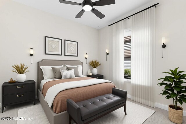 1098 Spanish Bay Ct, Orange Park, FL 32065 - bedroom featuring light carpet, baseboards, and a ceiling fan
