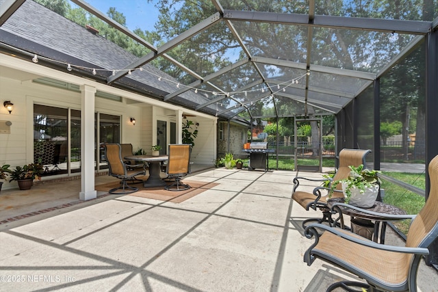 595 Glasgow Ct, Orange Park, FL 32073 - view of patio featuring outdoor dining area, a lanai, and ceiling fan