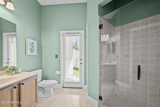 13759 Wingfield Pl, Jacksonville, FL 32224 - full bath with vanity, toilet, a stall shower, and baseboards