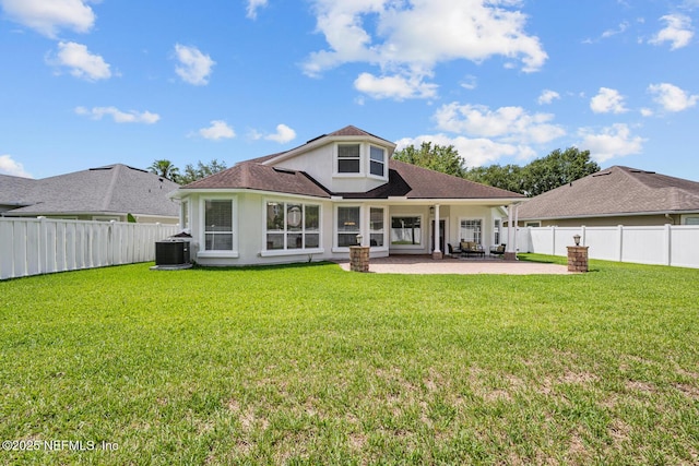 13759 Wingfield Pl, Jacksonville, FL 32224 - back of house with central air condition unit, a patio, and stucco siding