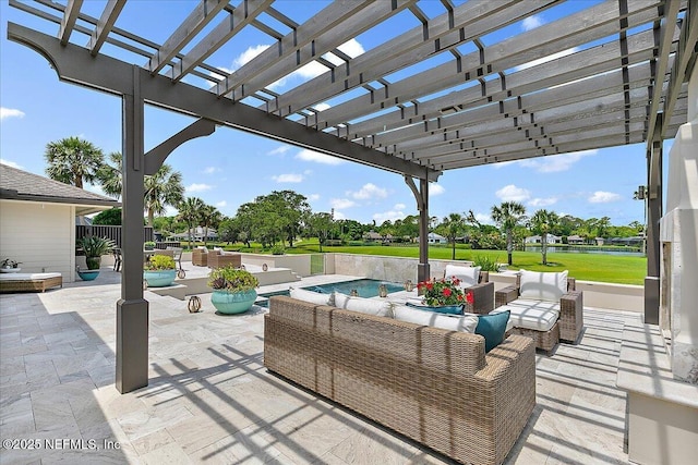 57 Village Walk Dr, Ponte Vedra Beach, FL 32082 - view of patio featuring an outdoor hangout area, a pergola, and a water view