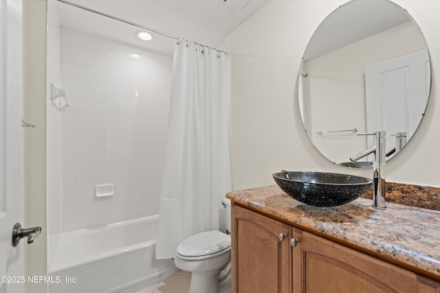 100 Bermuda Bay Cir Unit 104, Ponte Vedra Beach, FL 32082 - full bath with vanity, shower / bath combo with shower curtain, toilet, recessed lighting, and tile patterned floors
