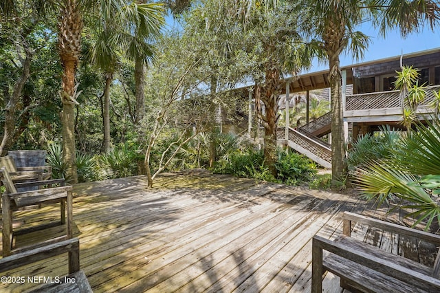 1927 Beachside Ct, Atlantic Beach, FL 32233 - wooden deck featuring stairway