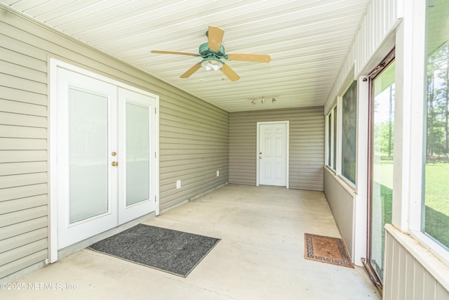 6645 Elvin Starling Rd, Macclenny, FL 32063 - unfurnished sunroom with french doors and ceiling fan