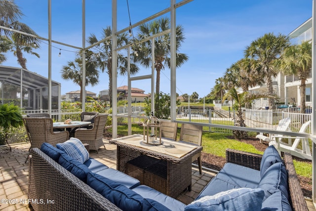 2695 Morning Light Ct, Flagler Beach, FL 32136 - view of patio / terrace with outdoor lounge area and a residential view
