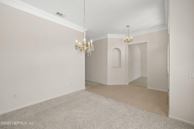 3384 Olympic Dr, Green Cove Springs, FL 32043 - empty room with a chandelier, crown molding, carpet flooring, and baseboards