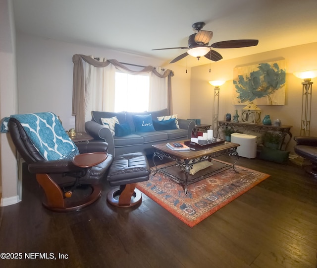 10031 SW 62nd Cir, Ocala, FL 34476 - living room featuring wood finished floors and ceiling fan