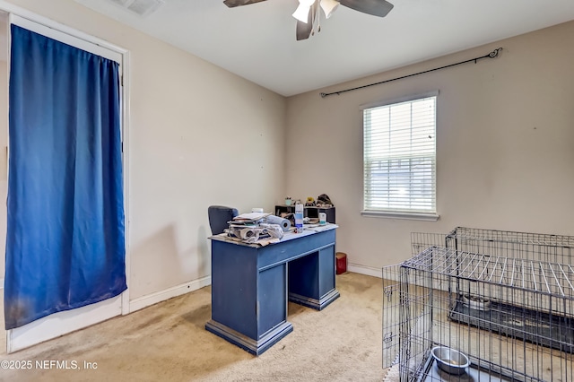 1071 Wetland Ridge Cir, Middleburg, FL 32068 - office space with ceiling fan, light carpet, and baseboards