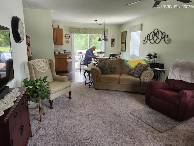 109 Laurel Ln, Crescent City, FL 32112 - living room with carpet and ceiling fan