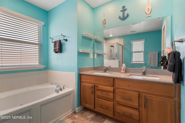 2522 Lantana Ln, Green Cove Springs, FL 32043 - bathroom with a shower stall, a garden tub, and double vanity