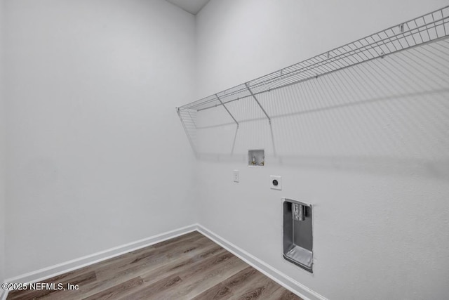 4410 Vicki St, Hastings, FL 32145 - laundry area with hookup for an electric dryer, hookup for a washing machine, baseboards, and wood finished floors