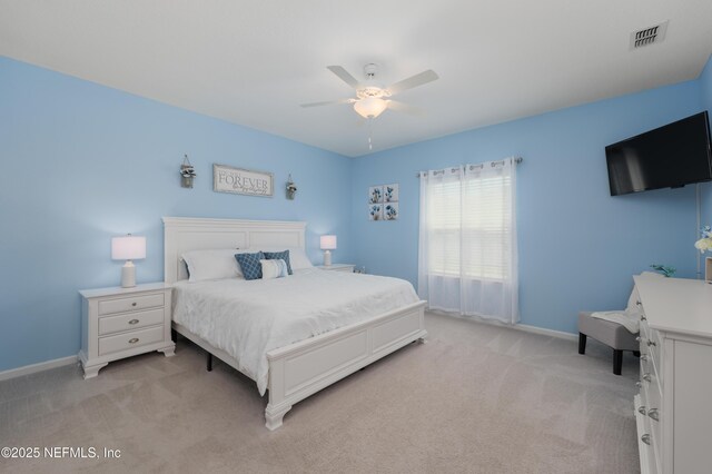222 River Mist Dr, Saint Augustine, FL 32095 - bedroom featuring light colored carpet, baseboards, and ceiling fan