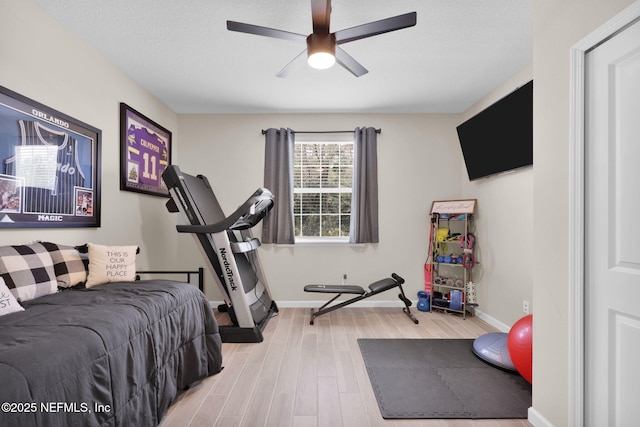 202 Purus Way, Jacksonville, FL 32259 - exercise room featuring wood finished floors, baseboards, and ceiling fan