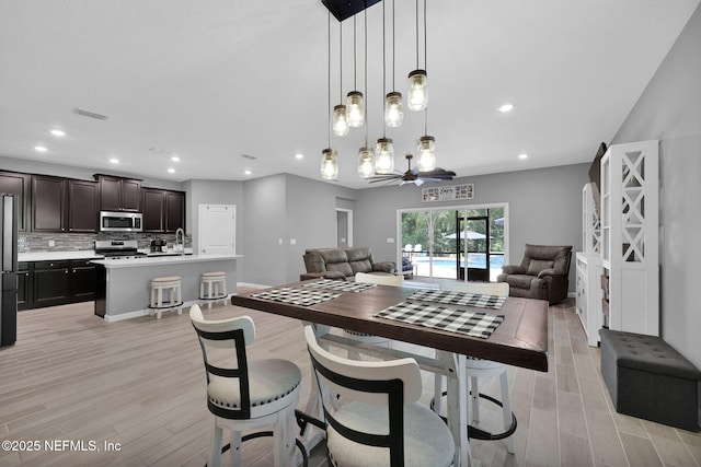 202 Purus Way, Jacksonville, FL 32259 - dining space with light wood-style flooring, recessed lighting, and a ceiling fan