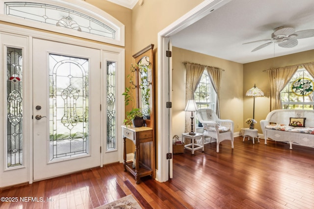 166 Mount Royal Ave, Crescent City, FL 32112 - foyer entrance featuring hardwood / wood-style flooring and a ceiling fan