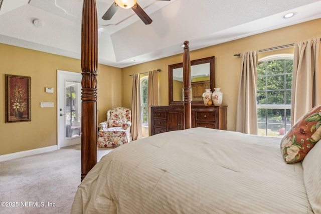 166 Mount Royal Ave, Crescent City, FL 32112 - bedroom with carpet, baseboards, a tray ceiling, ceiling fan, and recessed lighting