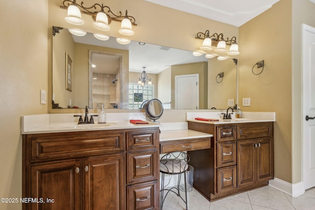 166 Mount Royal Ave, Crescent City, FL 32112 - full bathroom with double vanity, tile patterned floors, and a tile shower