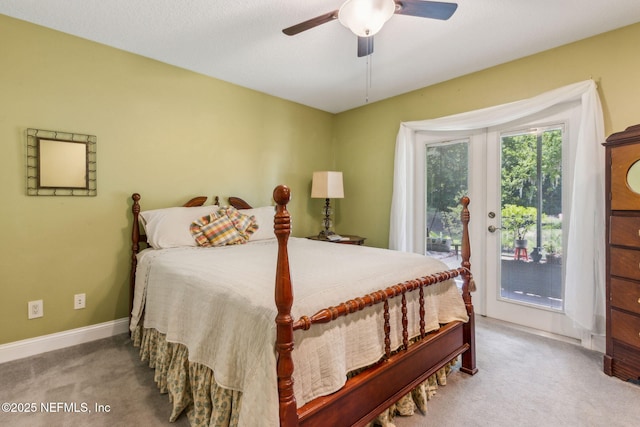166 Mount Royal Ave, Crescent City, FL 32112 - bedroom featuring access to outside, carpet, baseboards, and a ceiling fan
