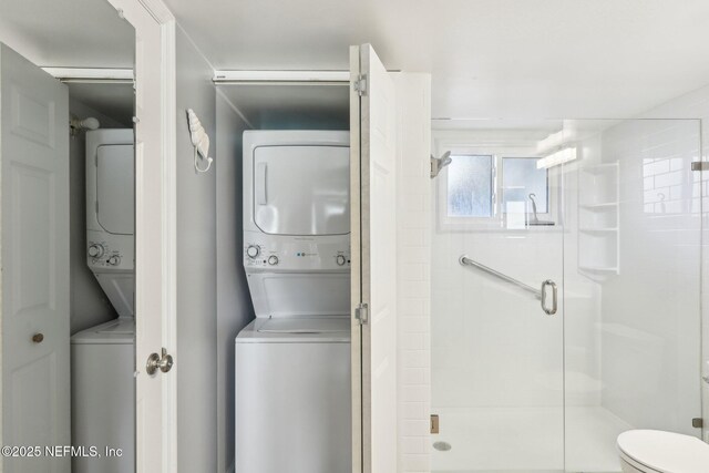 4250 A1A S Unit C15, Saint Augustine, FL 32080 - washroom with stacked washer and clothes dryer