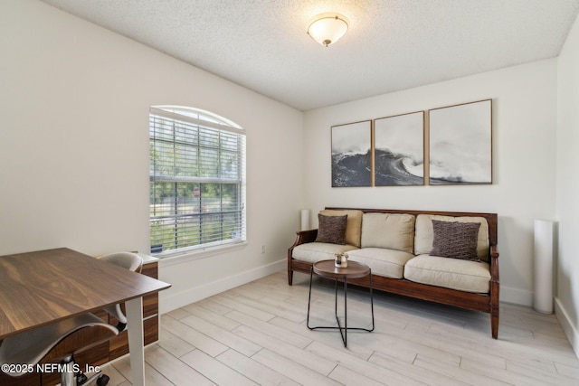1254 Palisades Dr, Jacksonville, FL 32221 - living room with light wood-style flooring, baseboards, and a textured ceiling
