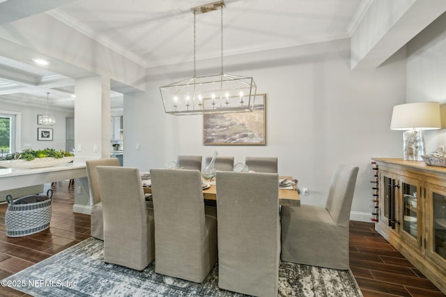 244 Caribbean Pl, Saint Johns, FL 32259 - dining area featuring a chandelier, wood finish floors, crown molding, and baseboards