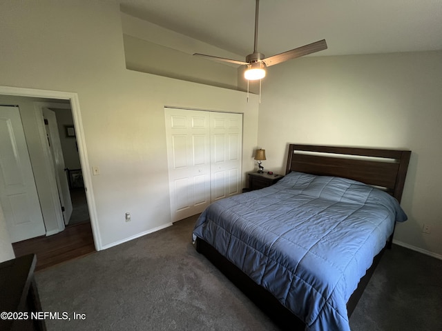 117 Eliam Rd, Melrose, FL 32666 - carpeted bedroom featuring baseboards, a closet, and ceiling fan