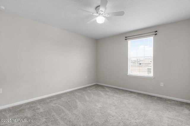 1011 Wetland Ridge Cir, Middleburg, FL 32068 - spare room featuring a ceiling fan, carpet, baseboards, and a textured ceiling
