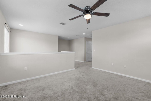 1011 Wetland Ridge Cir, Middleburg, FL 32068 - spare room featuring a ceiling fan, carpet flooring, baseboards, and recessed lighting