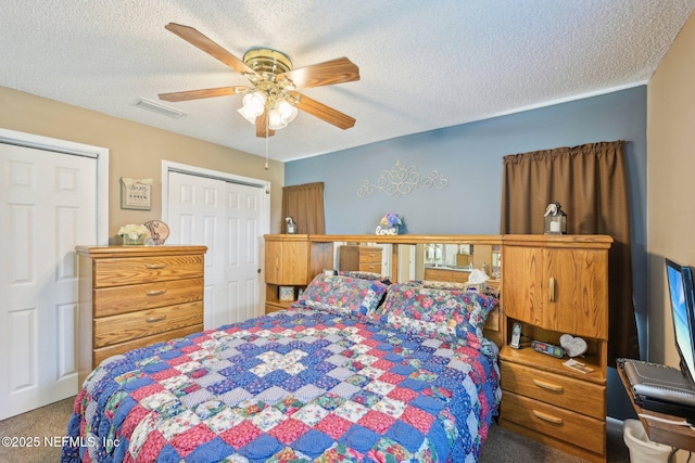1515 Husson Ave, Palatka, FL 32177 - bedroom featuring carpet, a ceiling fan, a textured ceiling, and a closet