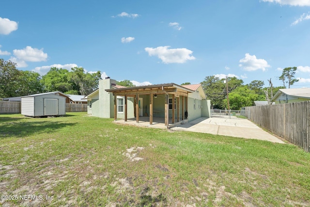 1515 Husson Ave, Palatka, FL 32177 - back of property with a patio, a chimney, metal roof, and stucco siding