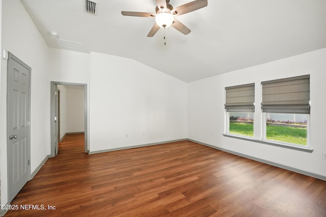 12372 Golden Bell Dr, Jacksonville, FL 32225 - unfurnished room featuring vaulted ceiling, wood finished floors, a ceiling fan, and baseboards